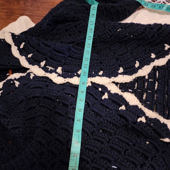 Vintage Handmade Crochet‎ shawl collar sweater OSFM - Picture 2 of 10